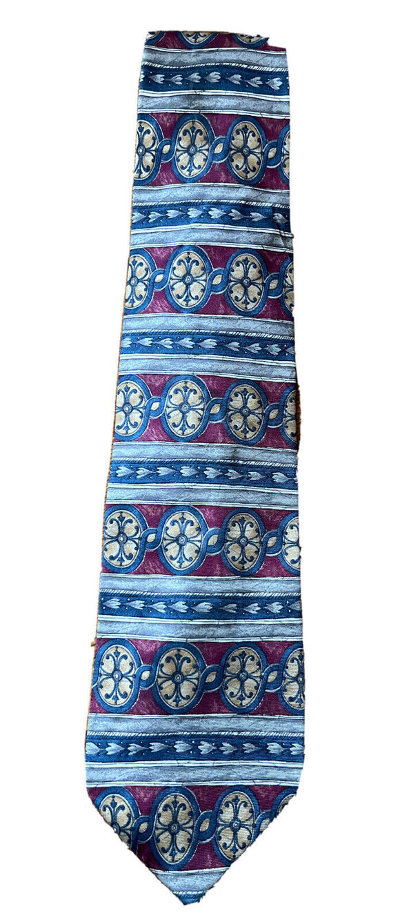Vintage Bill Blass tie Men’s red blue abstract silk necktie